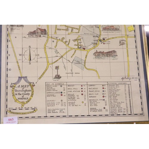 663 - Map of Dersingham, framed