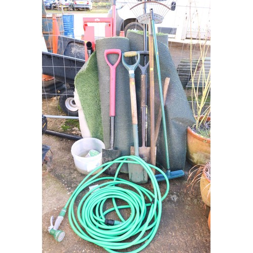 20 - Qty Garden tools hosepipe, Artificial grass  etc