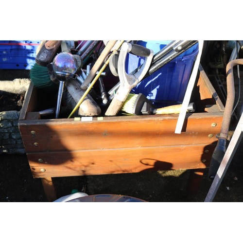 65 - Large wooden planter and various miscellaneous