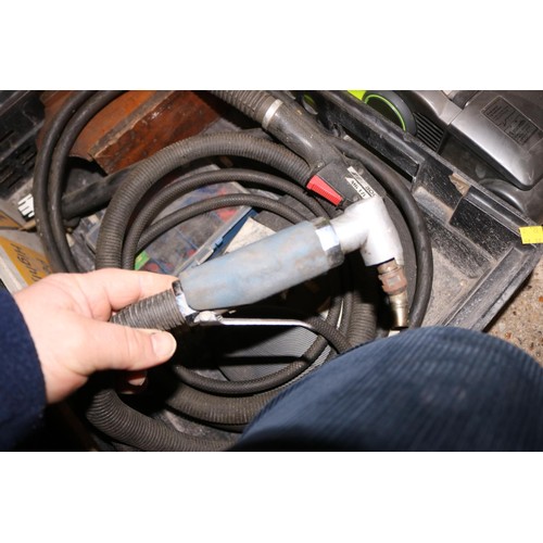 154 - Box of 90 degree air die grinder, mig welding lead & punches