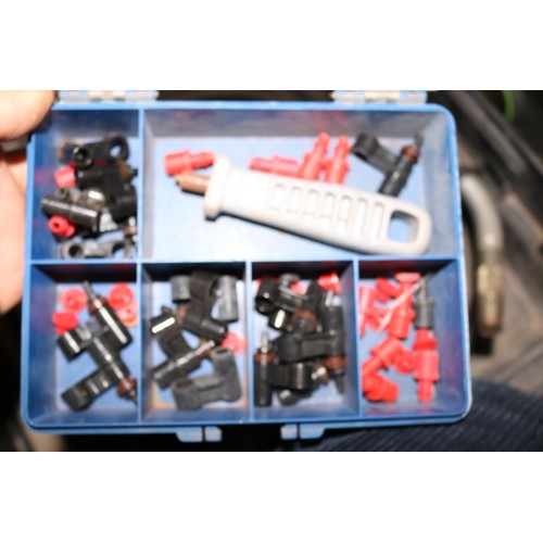 154 - Box of 90 degree air die grinder, mig welding lead & punches