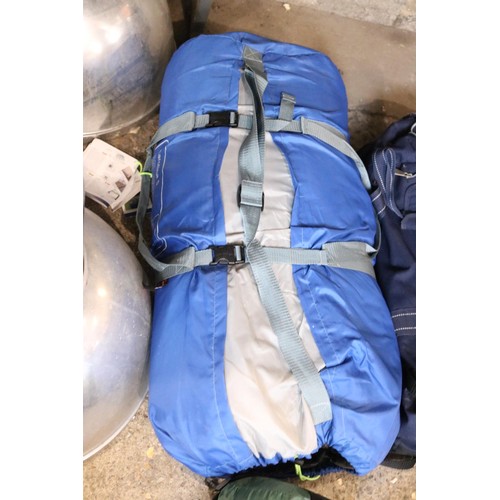 163 - Tent, sleeping bag, cycle, helmet, swimming kit, etc