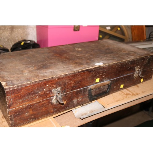 166 - Wooden tool box with tools