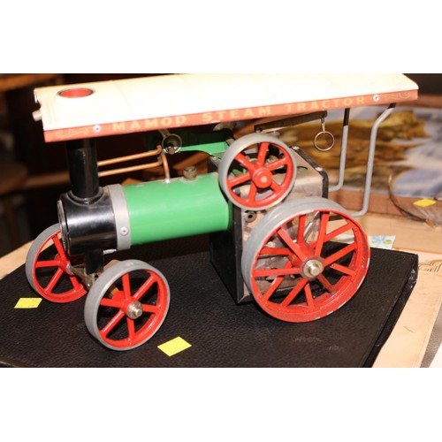 455 - Mamod steam tractor engine & lumber wagon