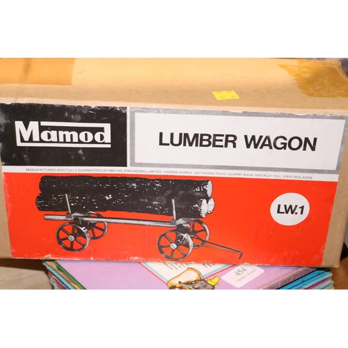 455 - Mamod steam tractor engine & lumber wagon