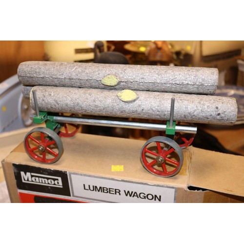 455 - Mamod steam tractor engine & lumber wagon