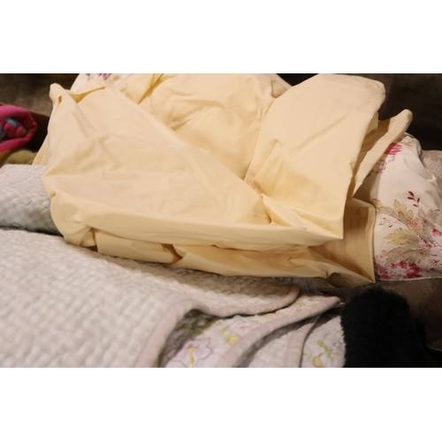 703 - 3 boxes of various linen, duvets, pillows