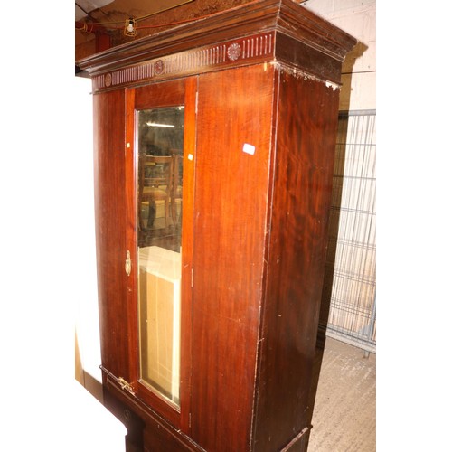 710 - Edwardian mirror door wardrobe