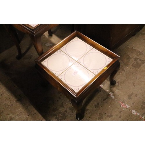 668 - 2 small tile topped tables (1 a/f)