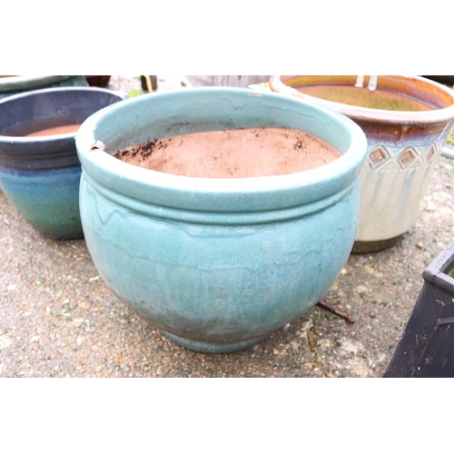 12 - Large round teal blue planter