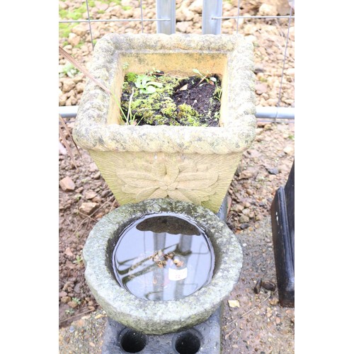 20 - Small Square concrete planter and small round planter