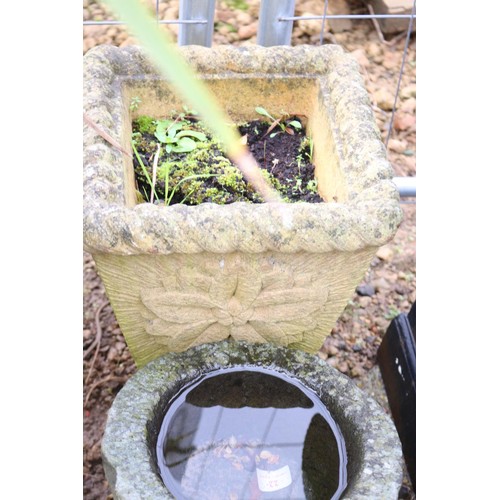 20 - Small Square concrete planter and small round planter