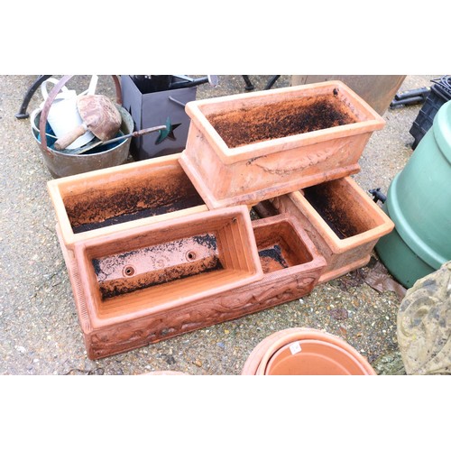 65 - 6 x large terracotta trough planters