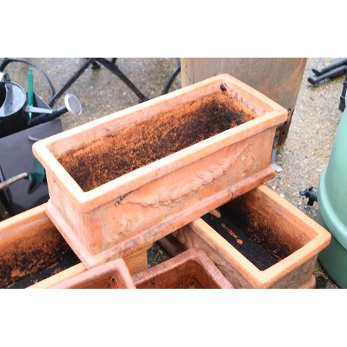 65 - 6 x large terracotta trough planters