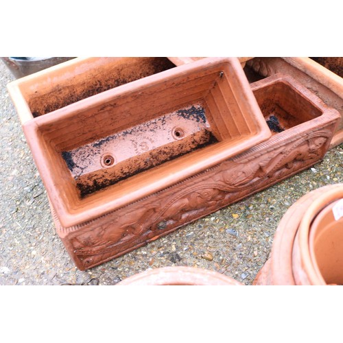 65 - 6 x large terracotta trough planters