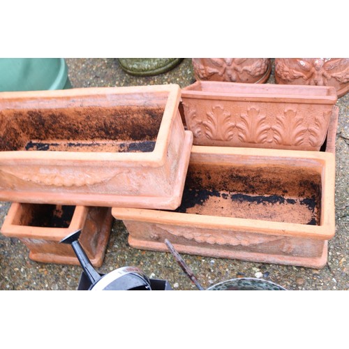 65 - 6 x large terracotta trough planters