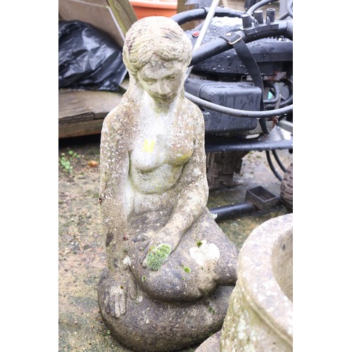 89 - 2 concrete garden ornaments, incl sitting lady & planter