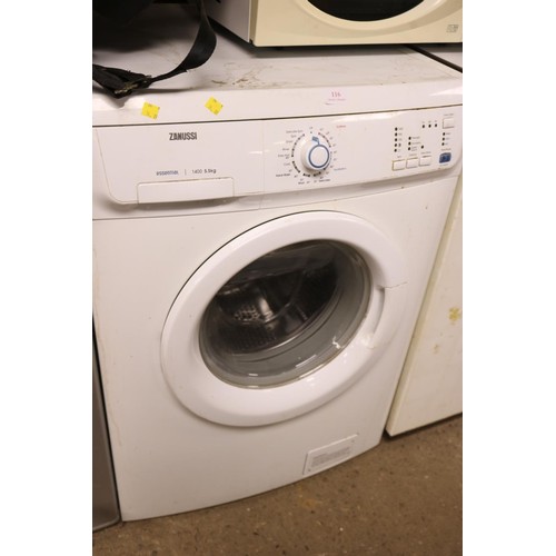 116 - Zanussi 5.5kg washing machine - warranted until 12 noon Tuesday following the above sale