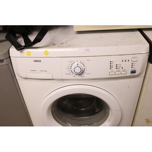 116 - Zanussi 5.5kg washing machine - warranted until 12 noon Tuesday following the above sale