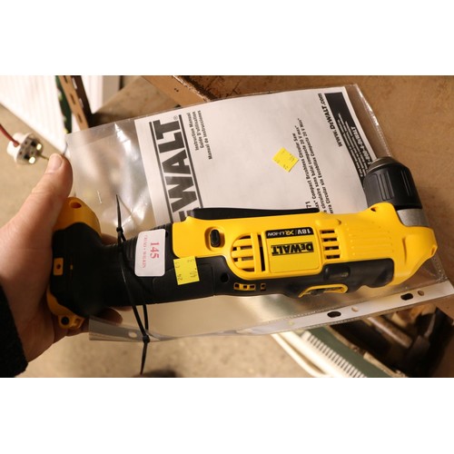 145 - DeWalt right angle drill DCD 740, 18 volt