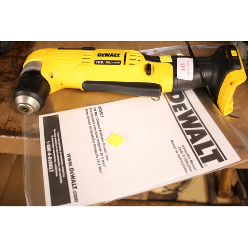 145 - DeWalt right angle drill DCD 740, 18 volt