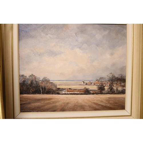 166 - 2 framed oil on board Brancaster Staithe & cloudy weather Cley, signed W F Mueller