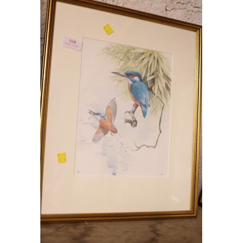 168 - Framed limited edition print, kingfishers by Jarvis