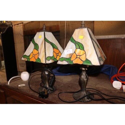 473 - Pair of tiffany style lamps - warranted until 12 noon Tuesday following the above sale