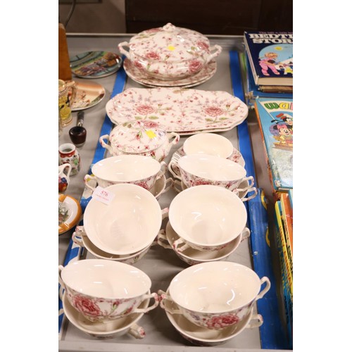 576 - Rose chintz dinner set by Johnson Bros