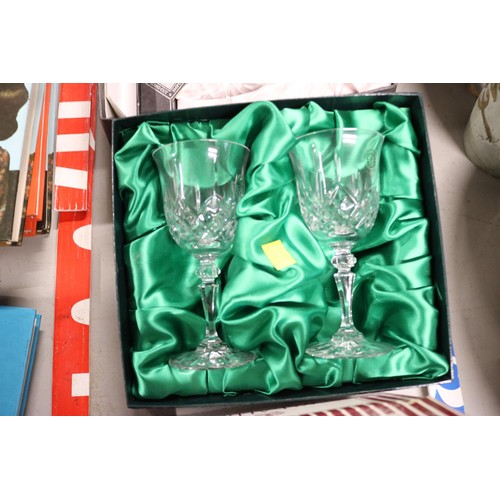 578 - Various box, crystal glasses, and decanter