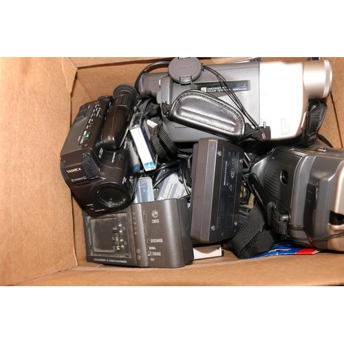 599 - Box containing various Sony handheld video cameras