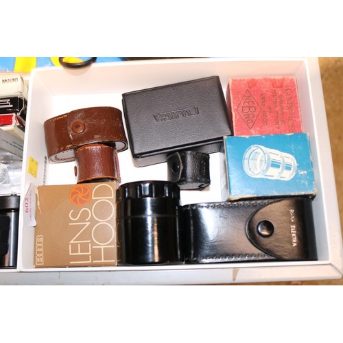 602 - Two small boxes of various lenses, miscellaneous, et cetera