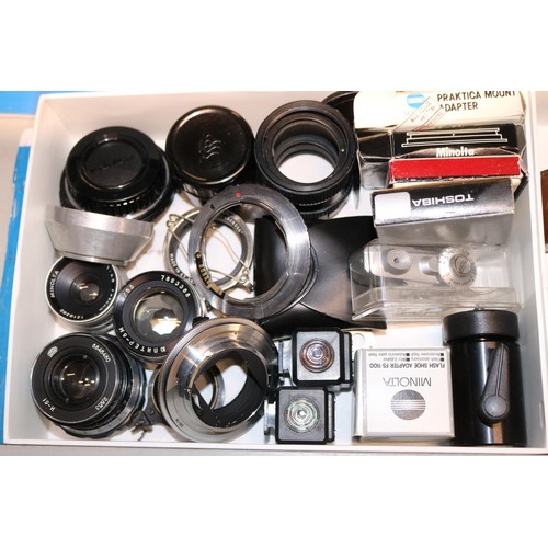 602 - Two small boxes of various lenses, miscellaneous, et cetera