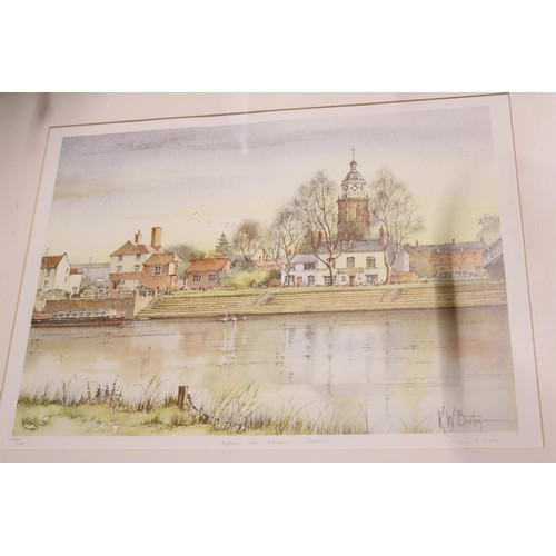 625 - 2 x K W Burton Prince of River & barge scenes both being 56 cm wide by 46 cm high total size