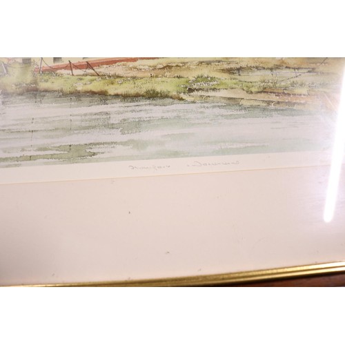 625 - 2 x K W Burton Prince of River & barge scenes both being 56 cm wide by 46 cm high total size