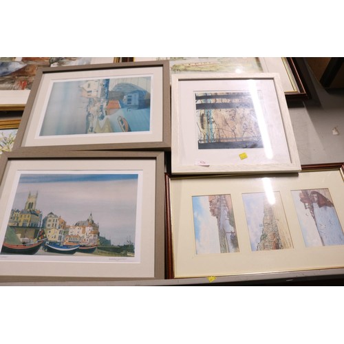 626 - 4 x Local prints, including pinewood at Wells, Cromer, Wells East End Harbour, etc