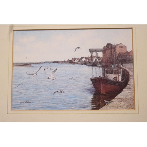 626 - 4 x Local prints, including pinewood at Wells, Cromer, Wells East End Harbour, etc