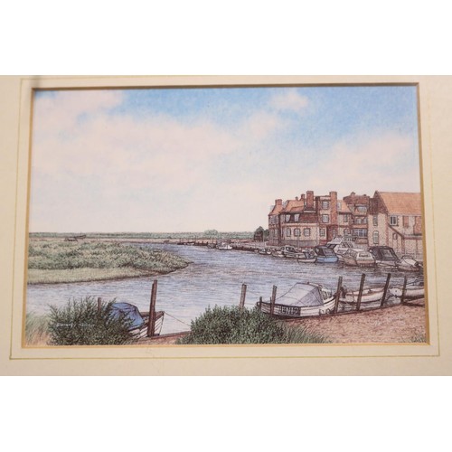 626 - 4 x Local prints, including pinewood at Wells, Cromer, Wells East End Harbour, etc