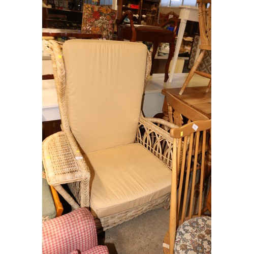 647 - Wicker conservatory wing back chair