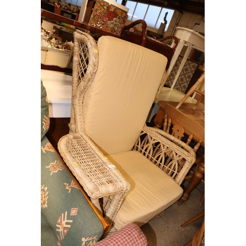 647 - Wicker conservatory wing back chair