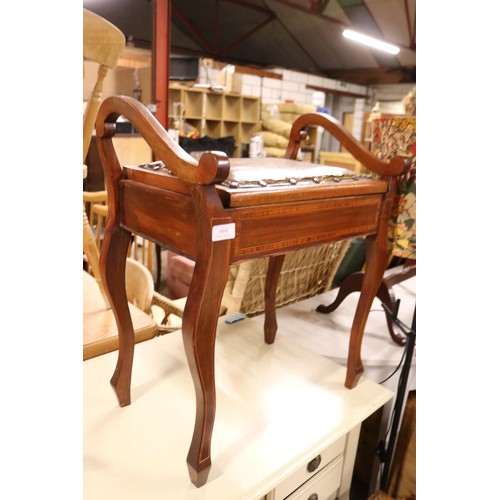 664 - Antique inlaid piano stool