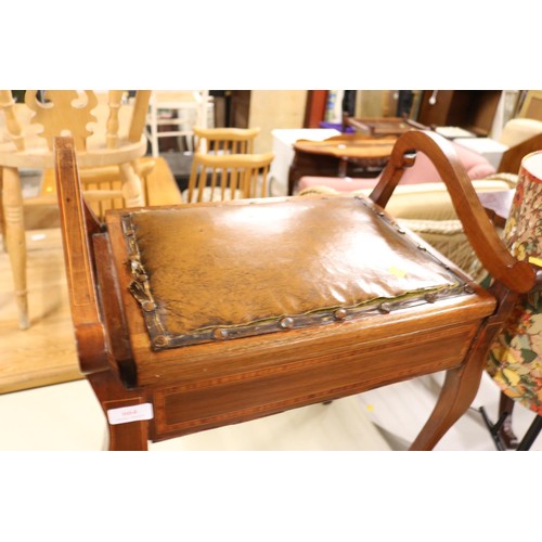 664 - Antique inlaid piano stool