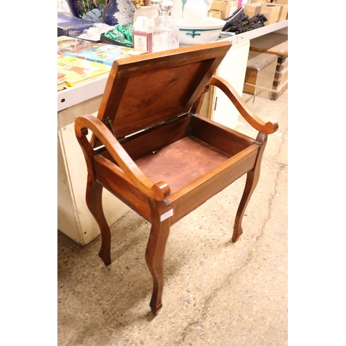 664 - Antique inlaid piano stool