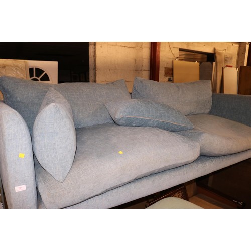 724 - Large blue sofa on chrome supports