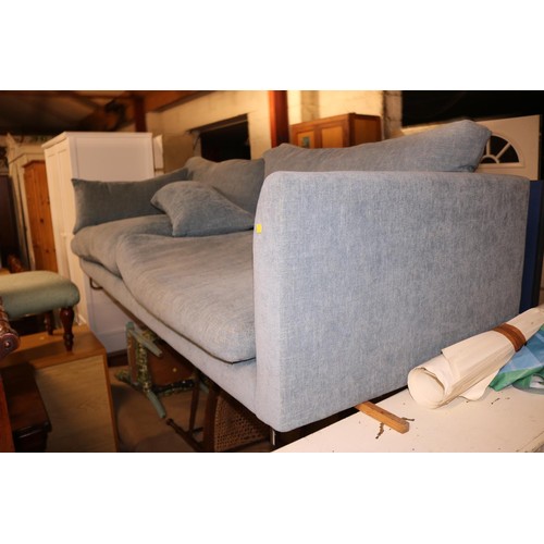 724 - Large blue sofa on chrome supports