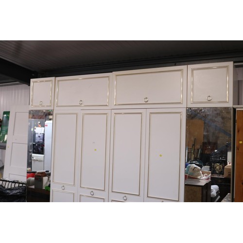 114 - 4 piece combination wardrobe set inc two single mirrored door wardrobes and two double wardrobes all... 