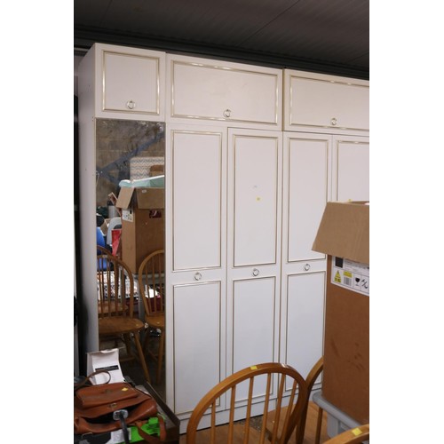 114 - 4 piece combination wardrobe set inc two single mirrored door wardrobes and two double wardrobes all... 