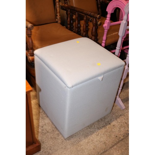 538 - Blue square ottoman & 1 small