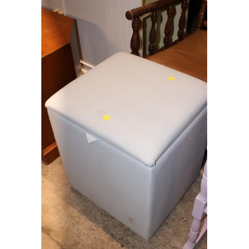 538 - Blue square ottoman & 1 small