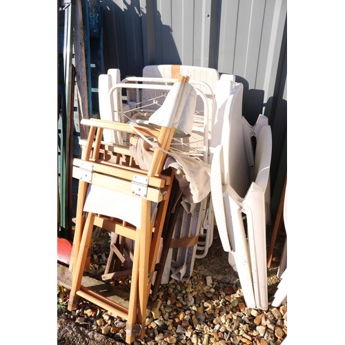 18 - Qty of white garden chairs, etc